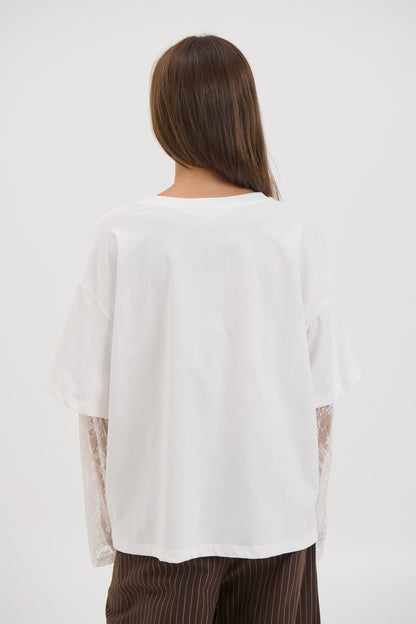 Francesca Lace Tee White