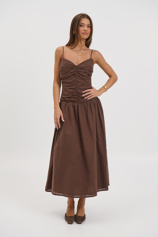 Amity Midi Dress Chocolate - FINAL SALE