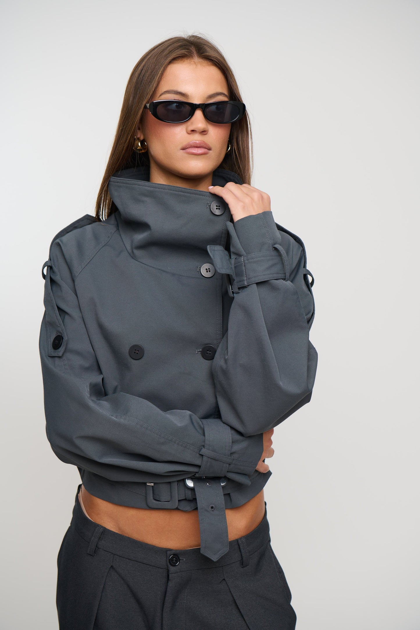 Blanc Cropped Trench Olive