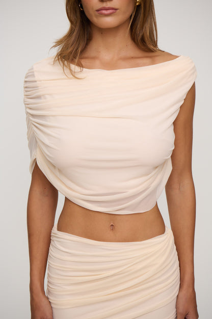 Charlize Drape Top Beige - FINAL SALE