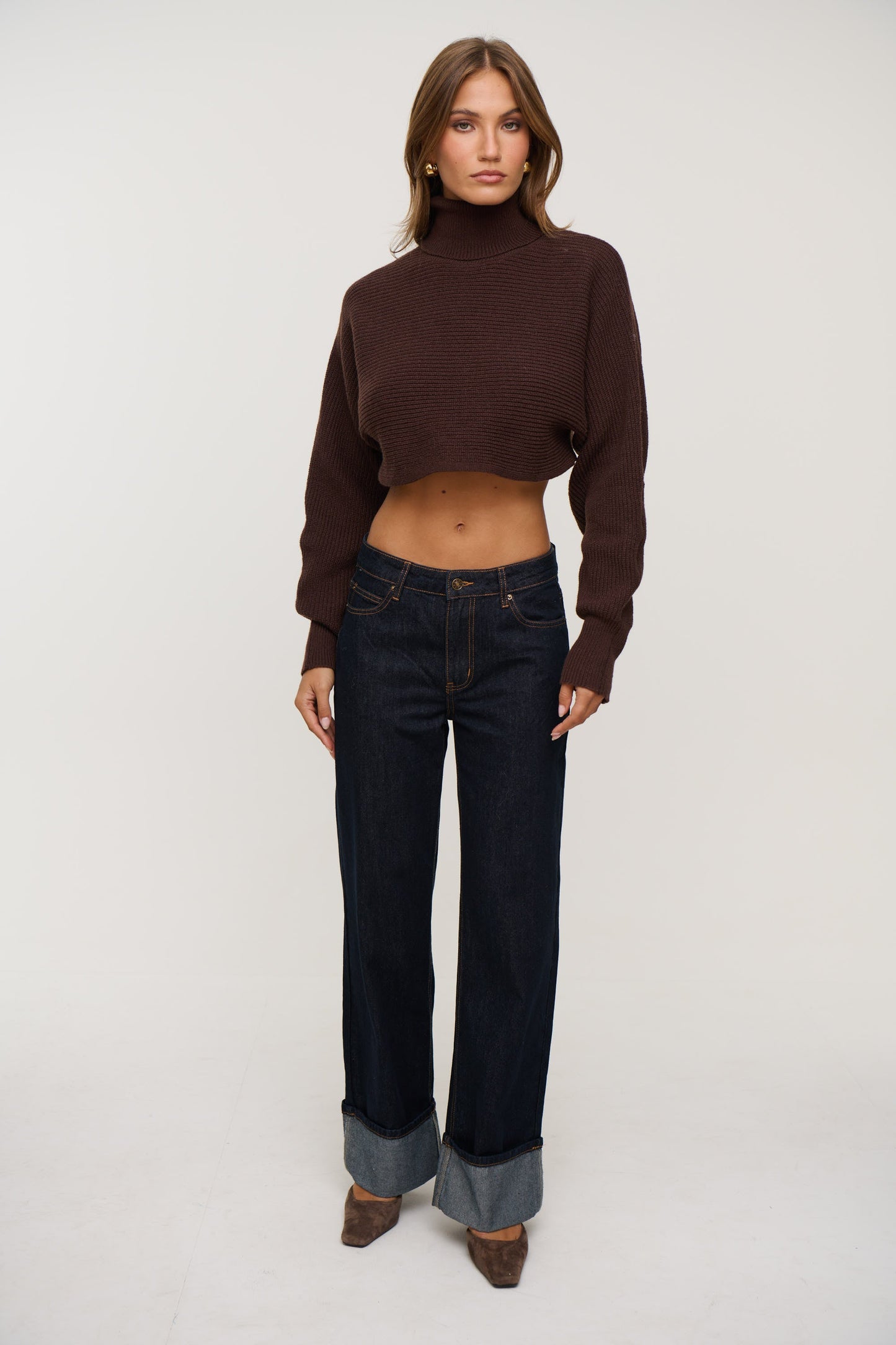 Demi Cropped Knit Chocolate