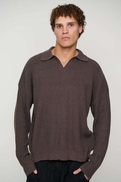 Jay Knitted Polo Mocha