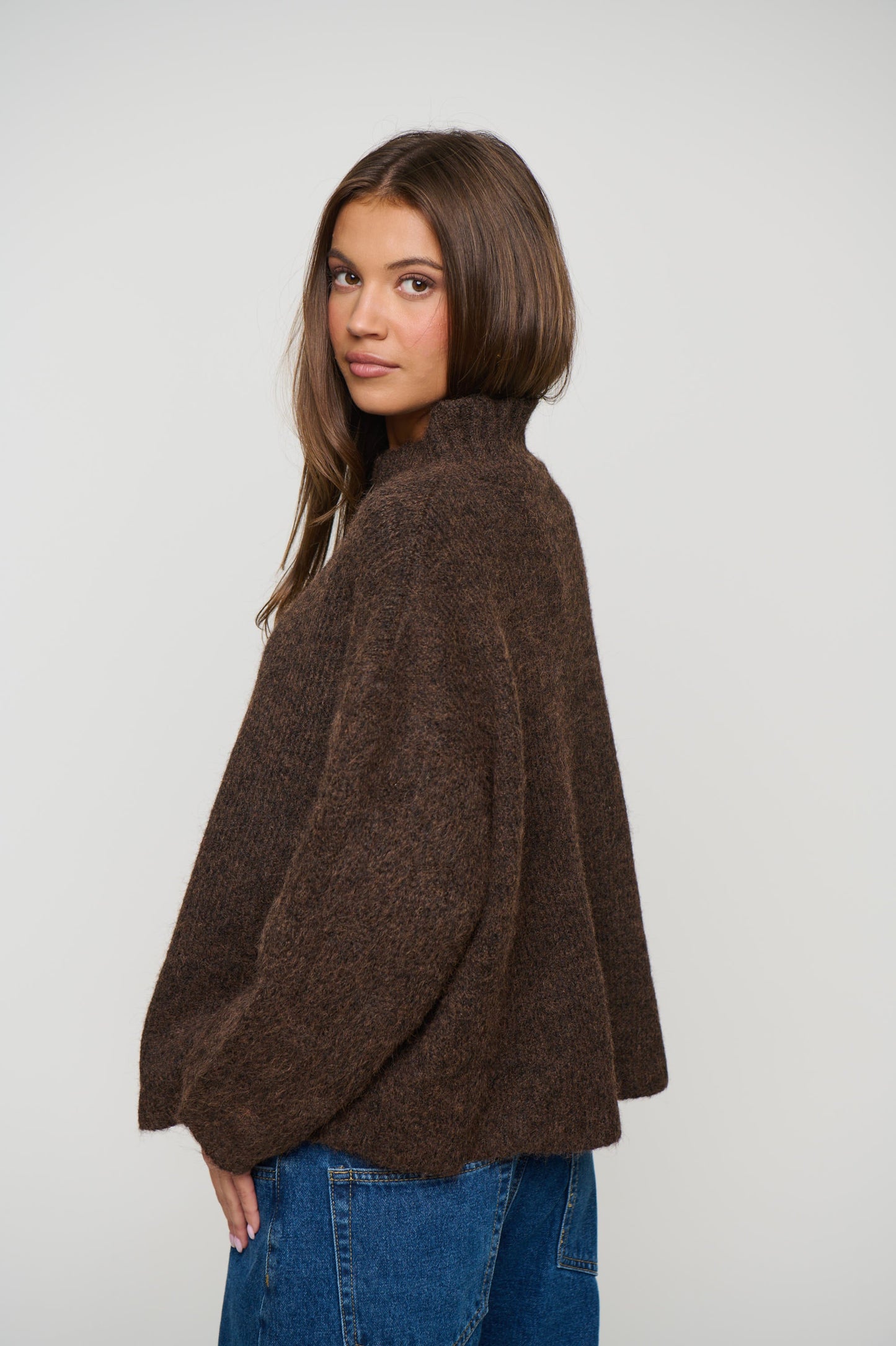 Edie Zip Up Knit Chocolate