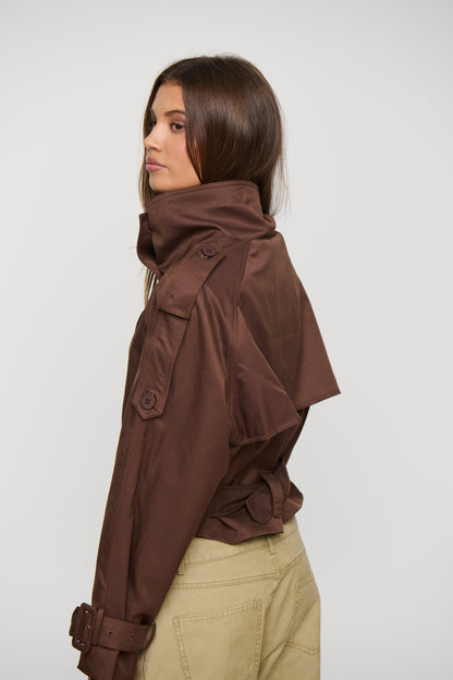 Blanc Cropped Trench Chocolate