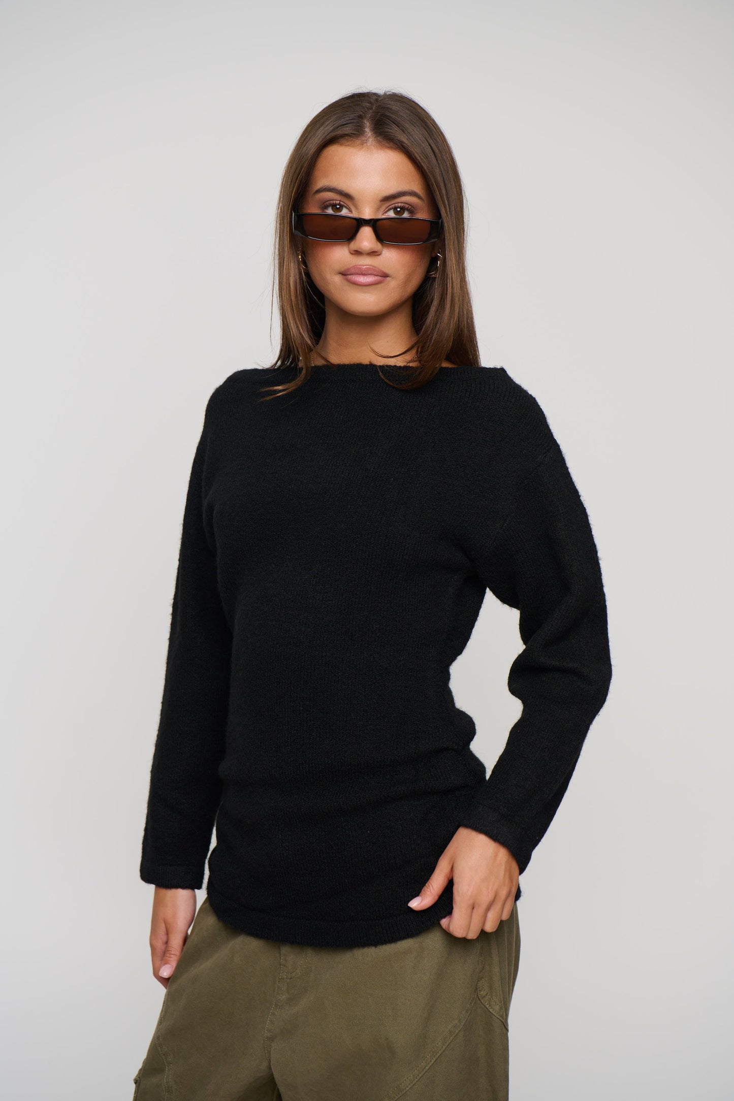 Harlow Off The Shoulder Knit Black