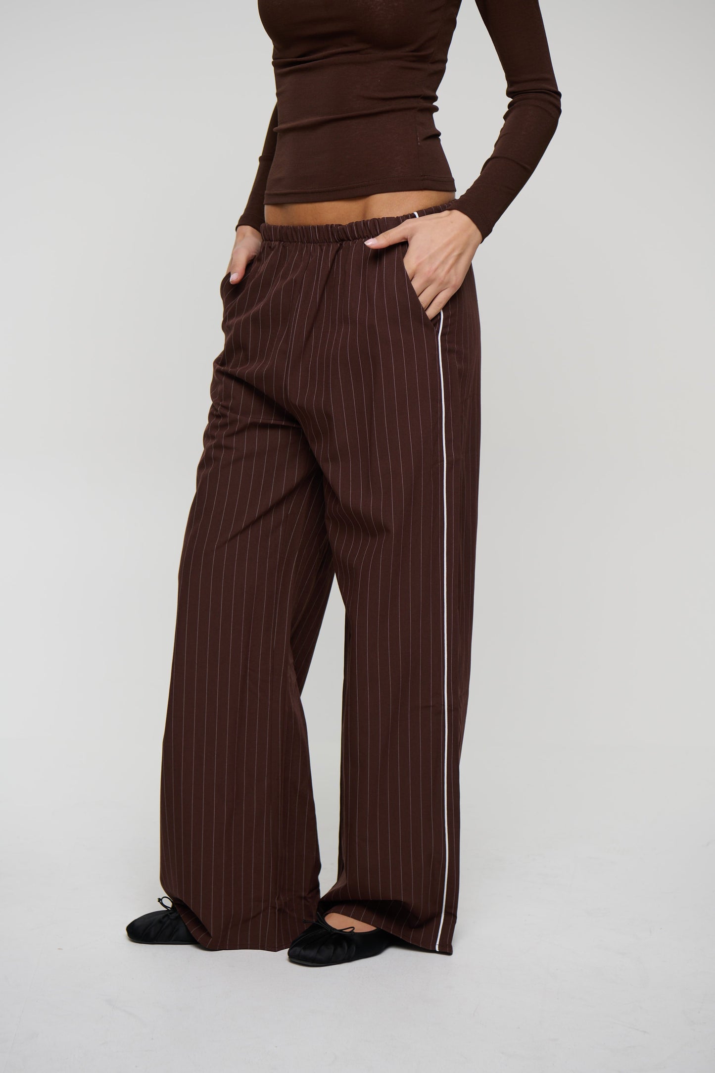 Jamie Pinstripe Pant Chocolate
