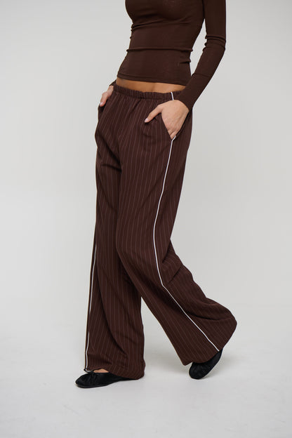 Jamie Pinstripe Pant Chocolate