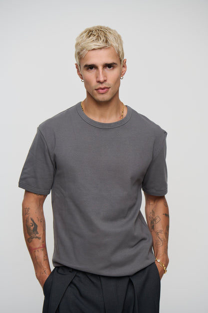 Charlie Ringer Tee Plain Charcoal