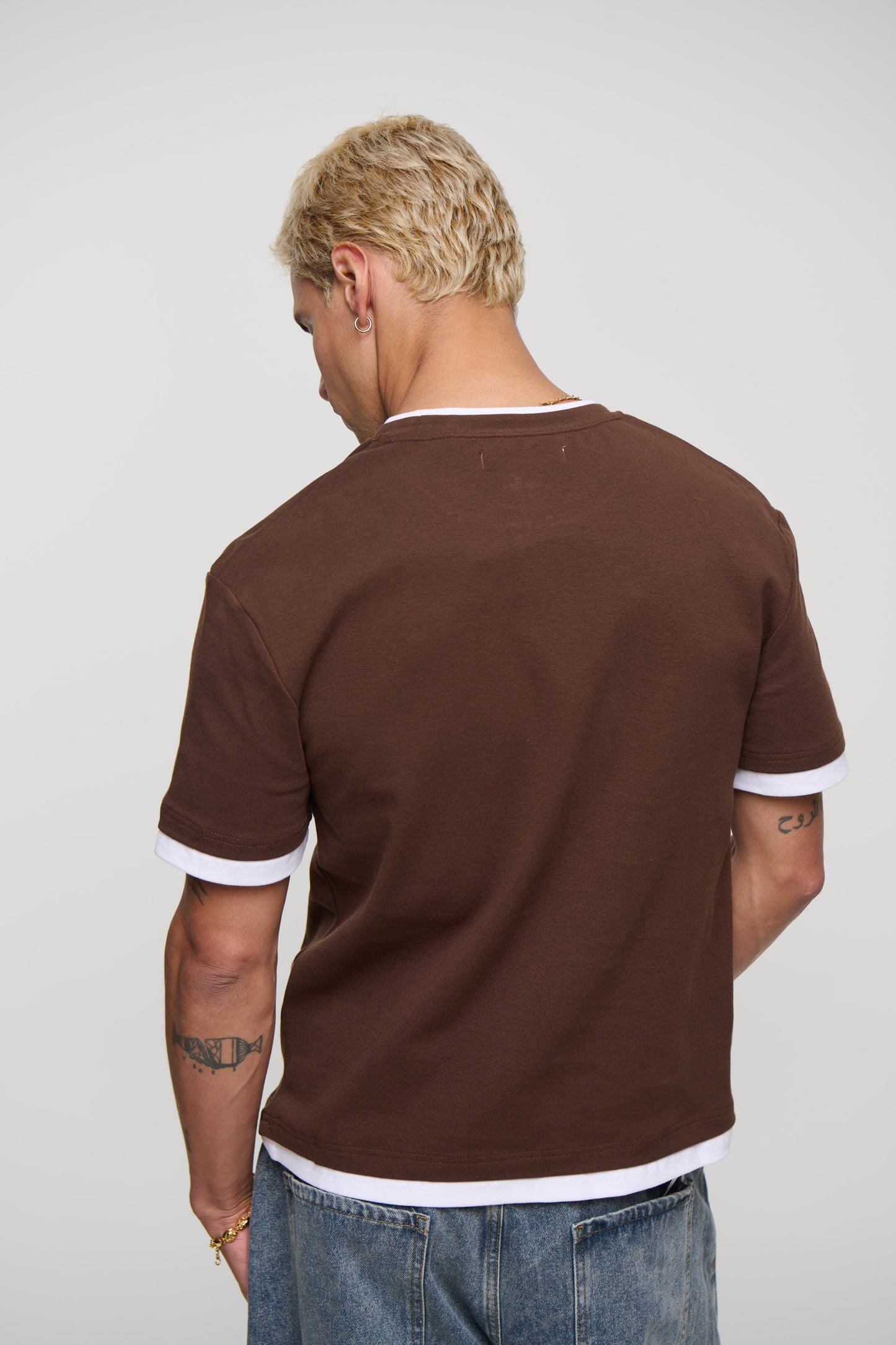 Double Trim Cotton Tee Choc