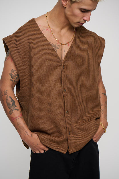 Cassius Knitted Vest Choc
