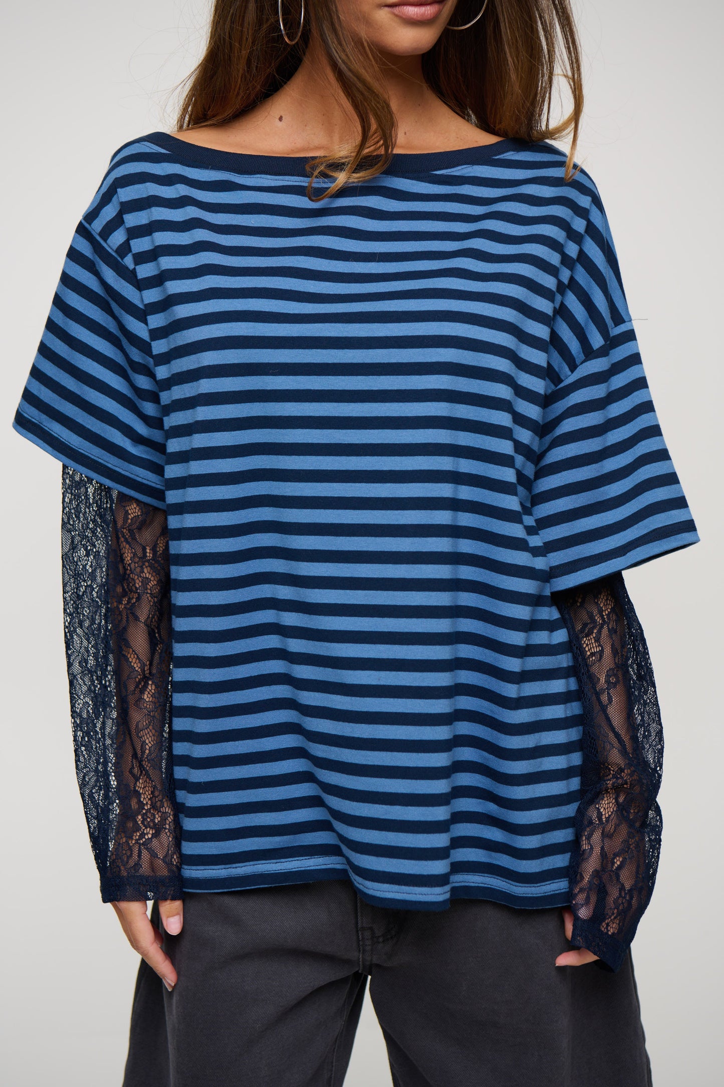 Anastasia Lace Tee Navy