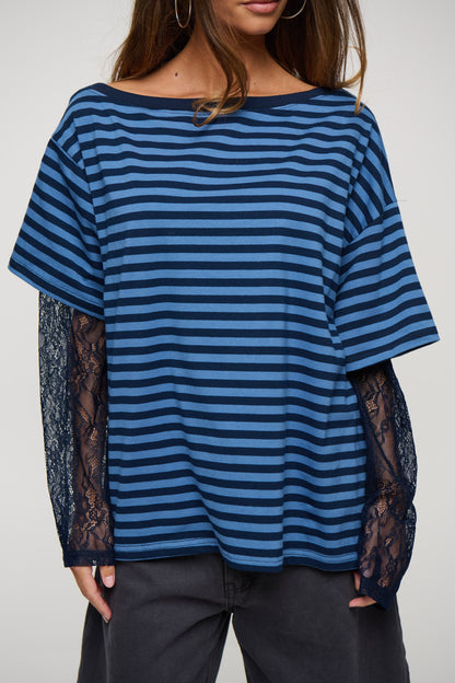 Anastasia Lace Tee Navy