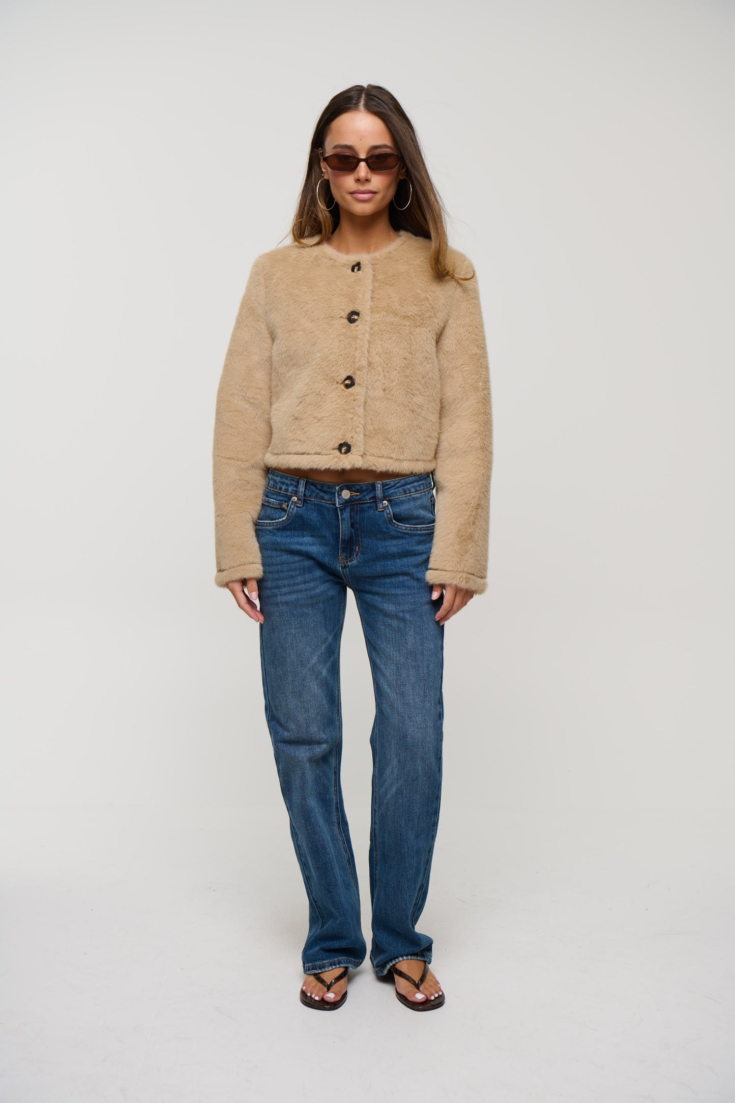 Kaylan Faux Fur Jacket Beige