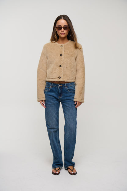 Kaylan Faux Fur Jacket Beige