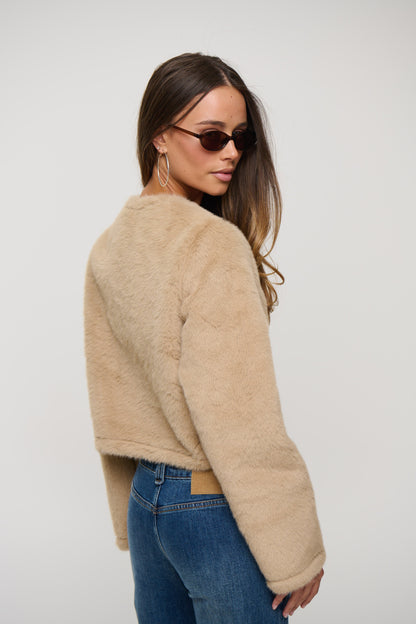 Kaylan Faux Fur Jacket Beige
