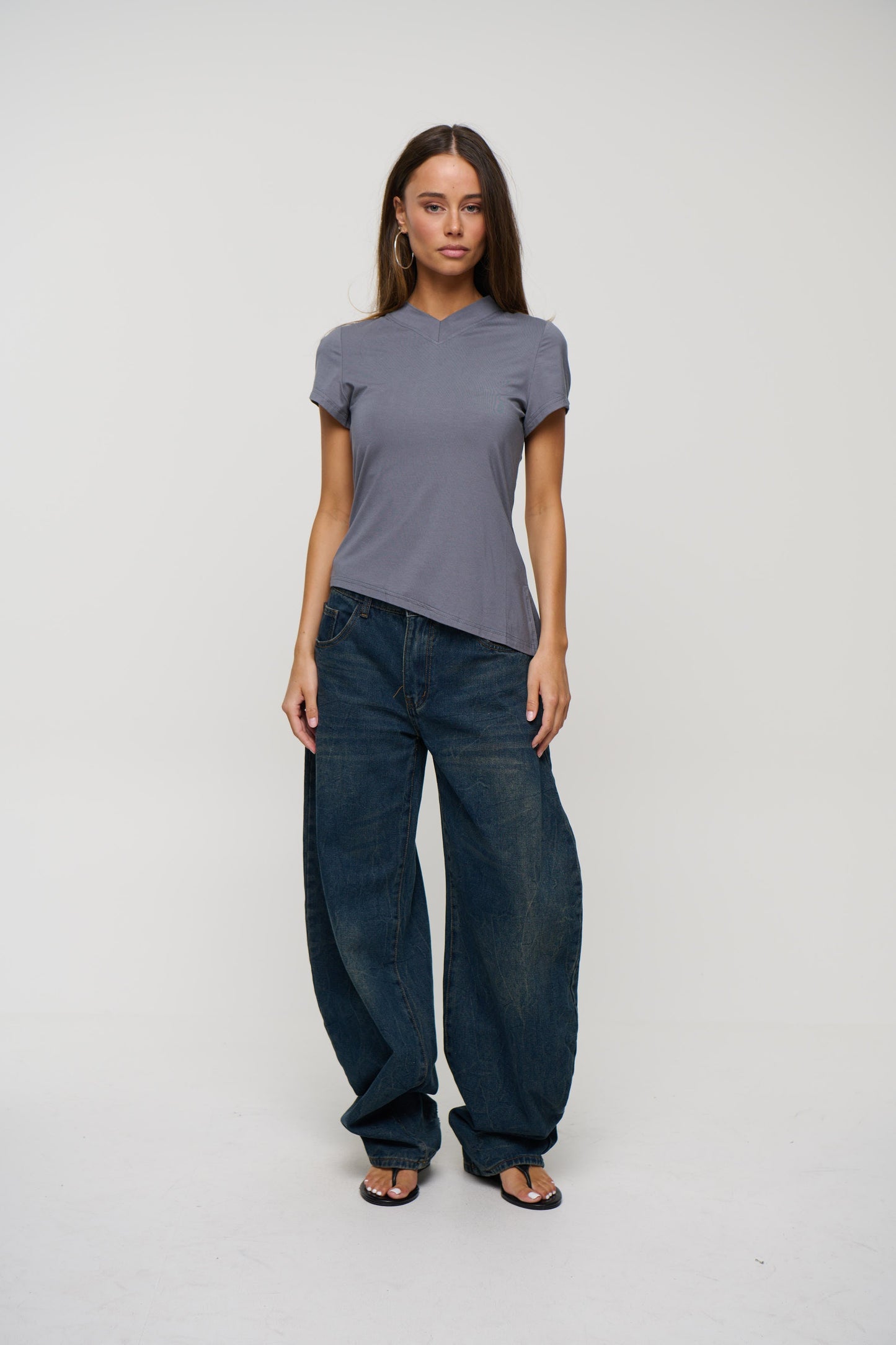 Kaitlyn V Neck Dark Grey
