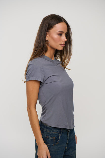 Kaitlyn V Neck Dark Grey