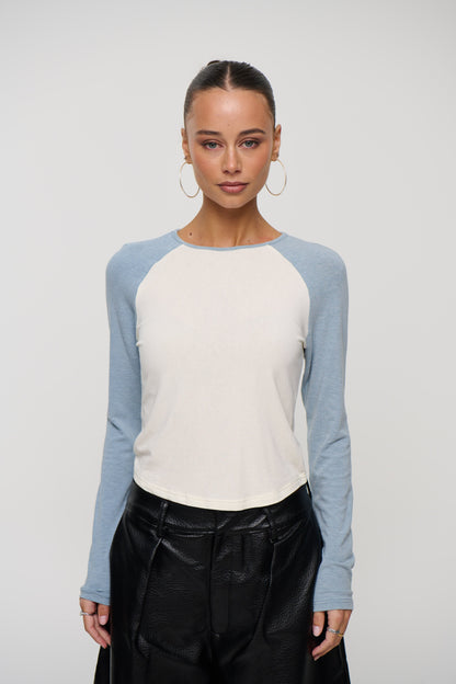 Aluna Long Sleeve Blue/Beige