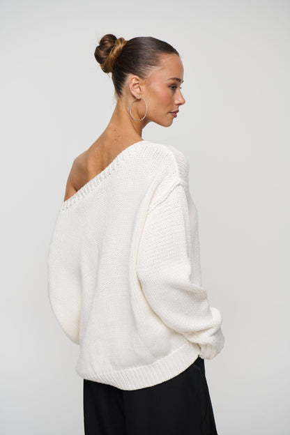Alissa Off The Shoulder Knit Beige