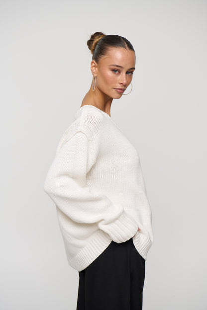 Alissa Off The Shoulder Knit Beige