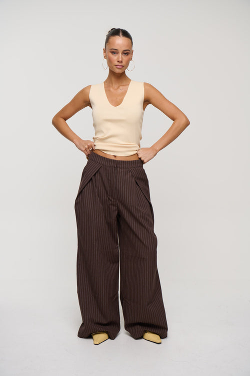 Josie Pinstripe Pant Chocolate