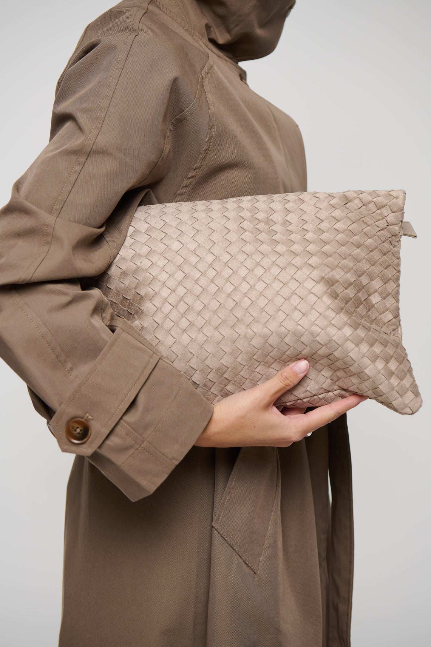 Alicia Clutch Bag Oat Suede