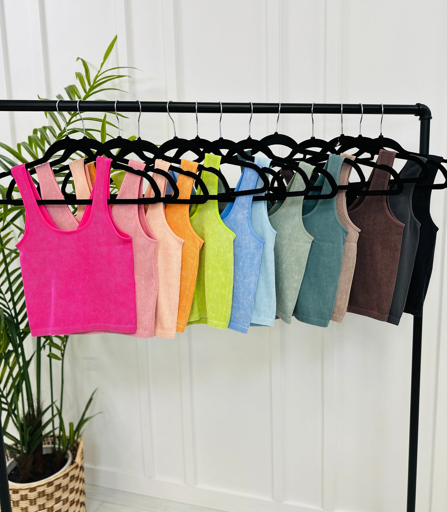 Seamless Reversible Stonewashed Ribbed Tank Top in Multiple Colors