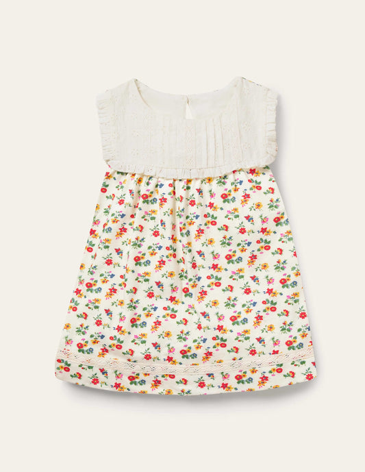 Broderie Yoke Top-Multi Patchwork Floral