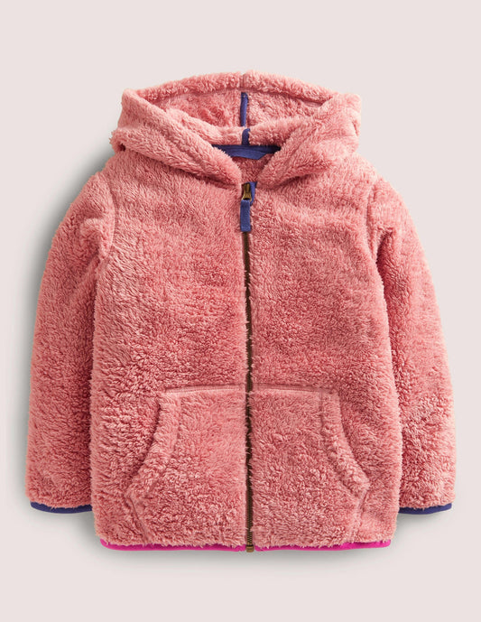 Borg Hoodie-Almond Pink