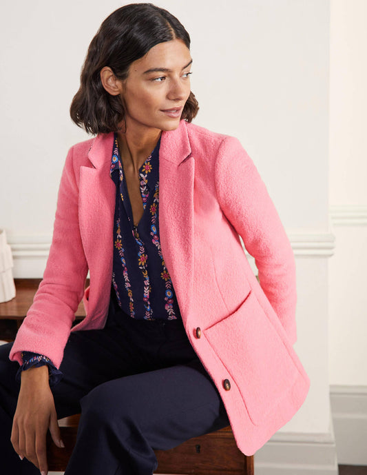 Bella Textured Wool Blazer-Azalea Pink
