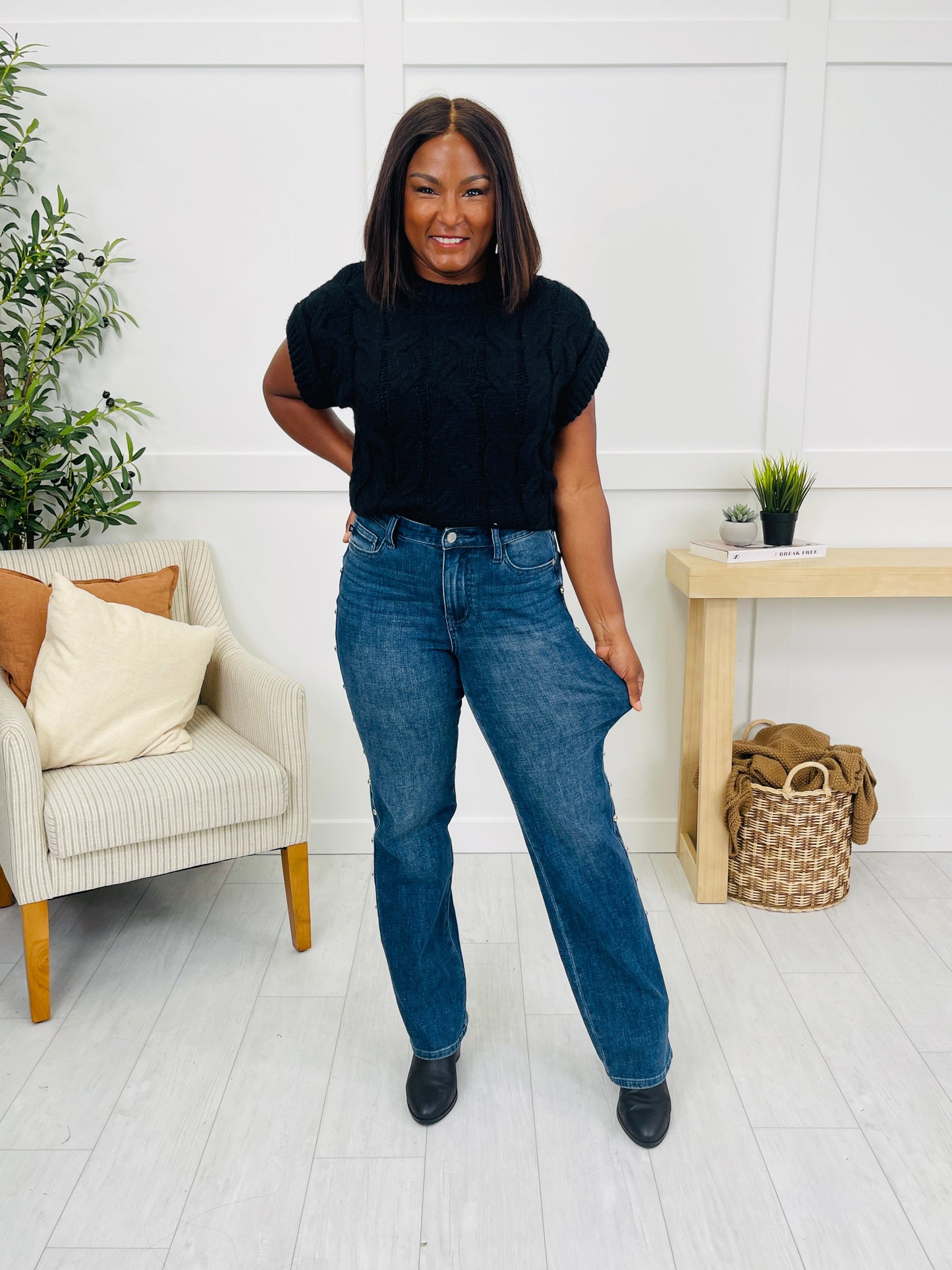 Judy Blue Straight Up Stud Straight Leg Jeans