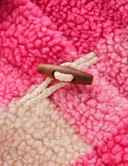 Borg Duffle Coat-Azalea Pink Gingham