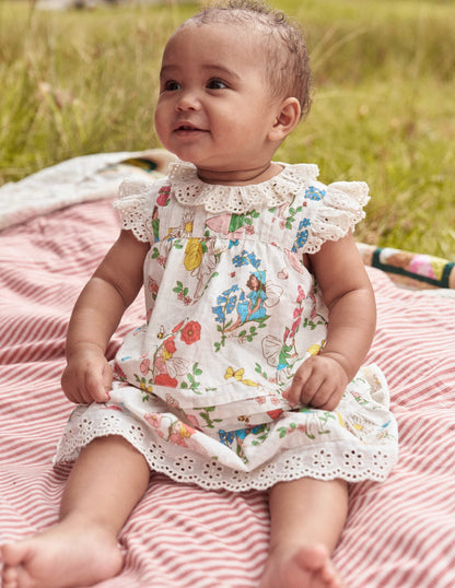 Broderie Ruffle Dress-Coconut Milk Fairies