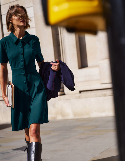Bridget Ponte Short Dress-Midnight Teal