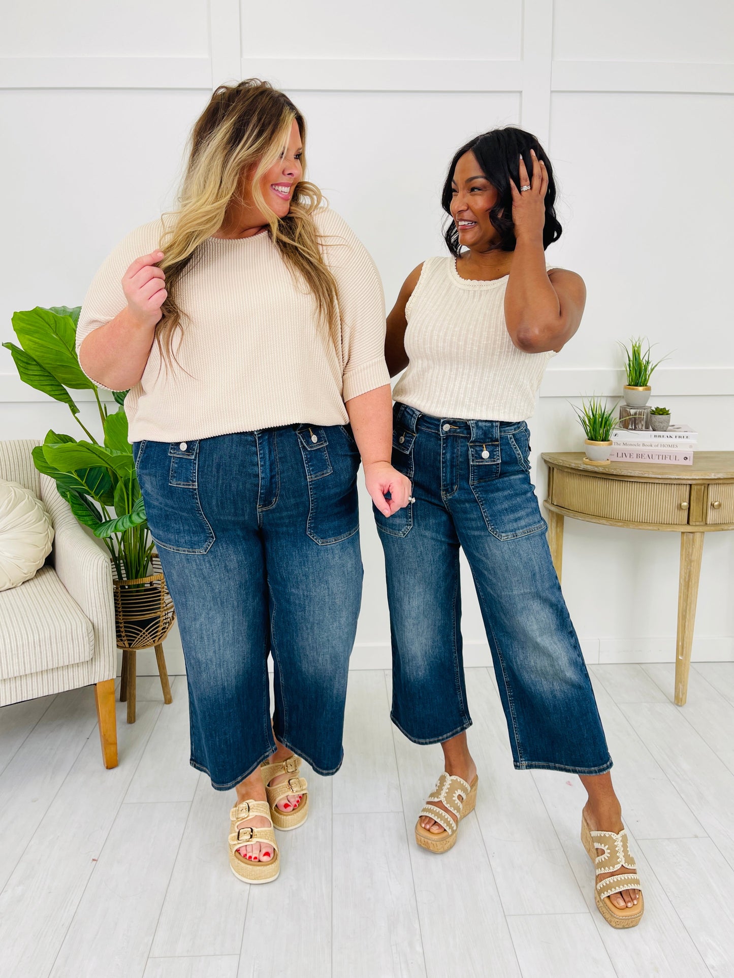 Judy Blue Easy Upgrade Wide Leg Cropped Jeans