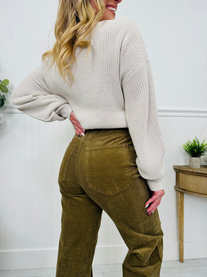Judy Blue Olive Obsession Retro Wide Leg Corduroy Jeans