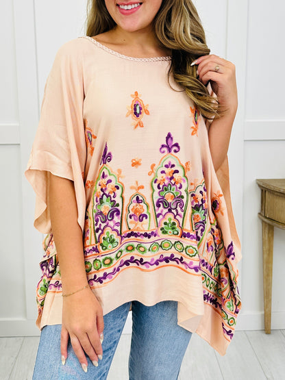 Sunlit Stitch Top In Peach