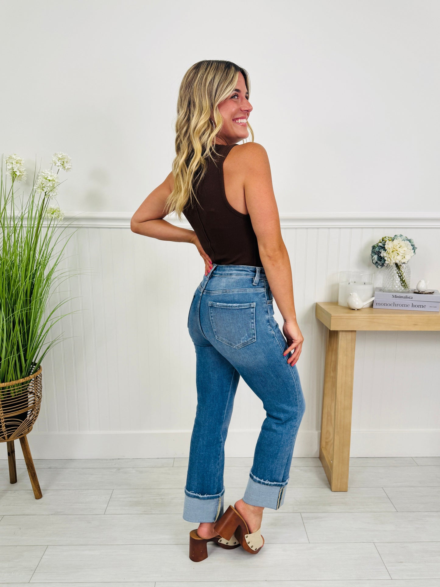 Show Up In Style Tummy Control Cropped Straight Jeans