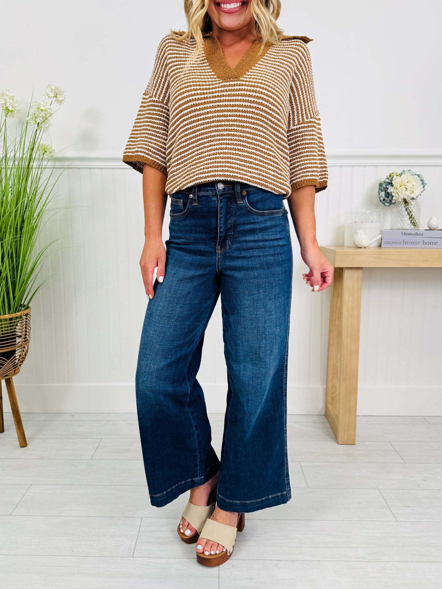 Judy Blue Set The Standard Tummy Control Ankle Wide Jeans