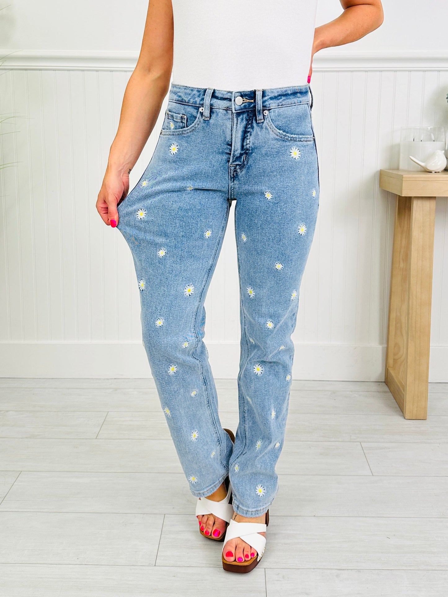 Dreaming of Daisies Tummy Control Straight Jeans