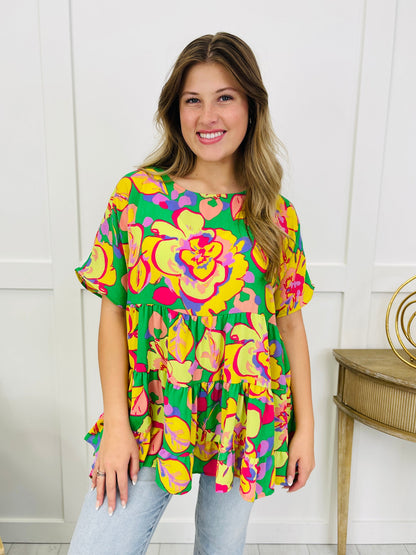 Neon Petals Top In Green
