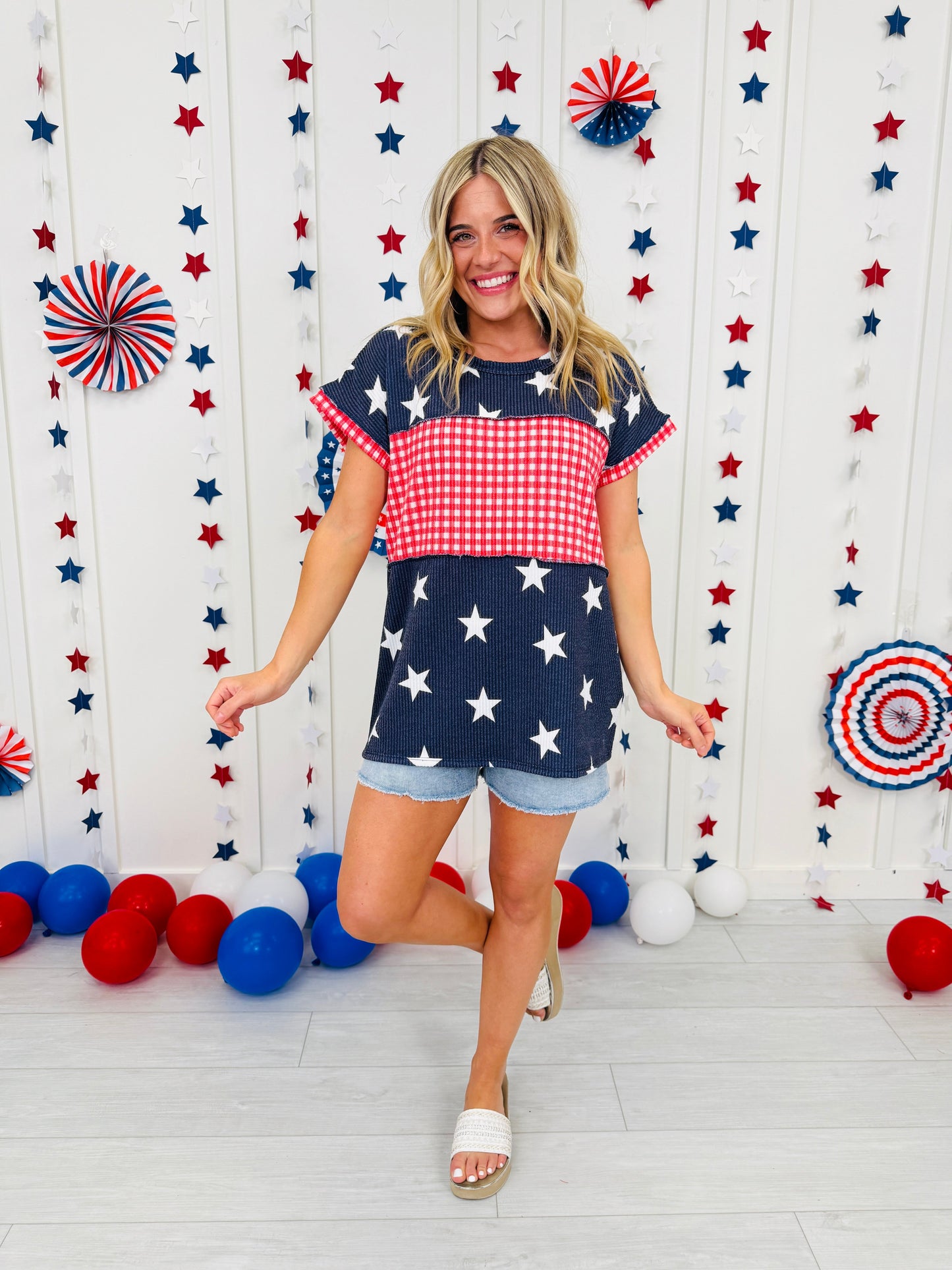 Red, White, and Cute Top in Multiple Colors