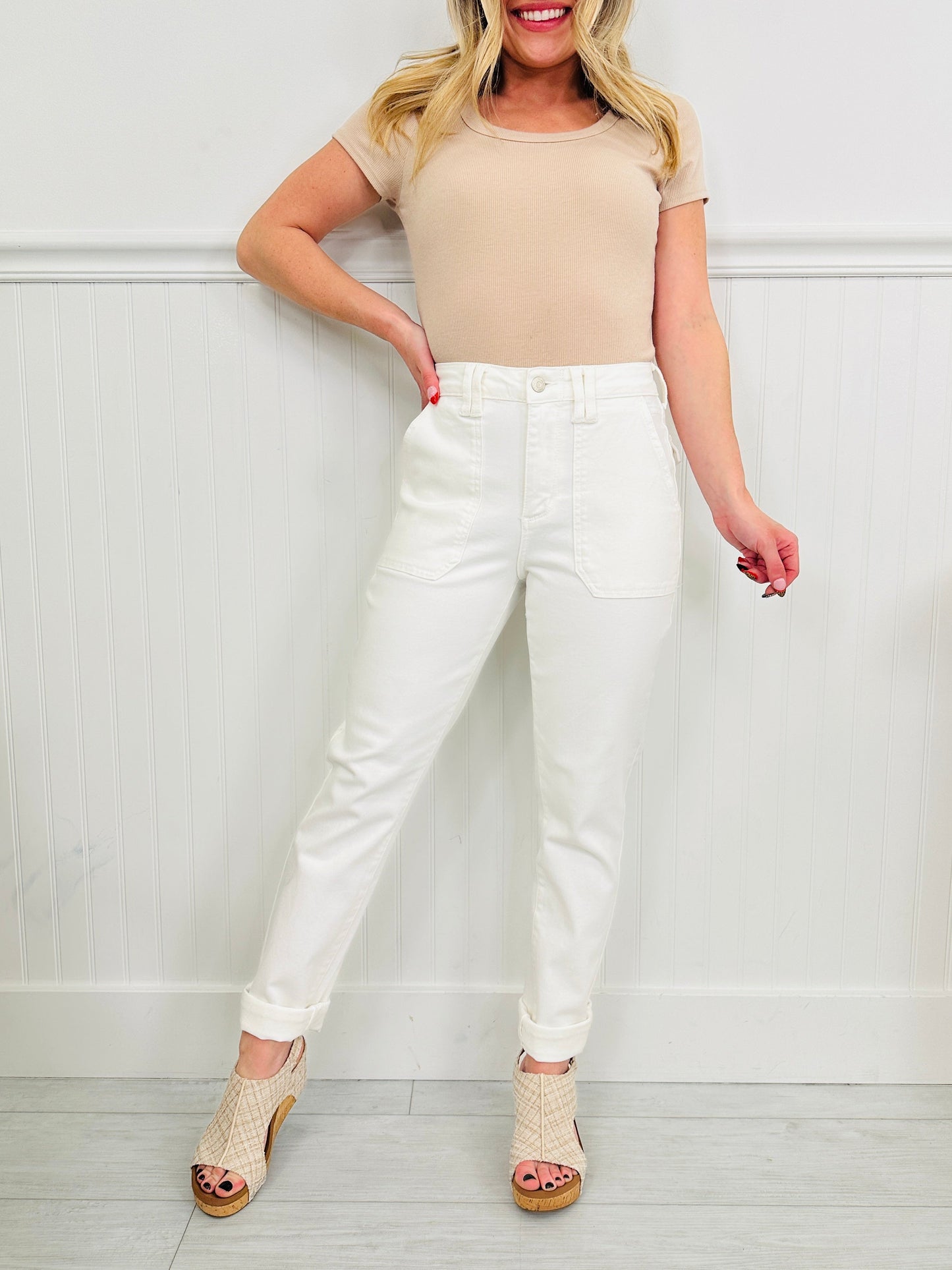 Judy Blue Out With The Old White Weekender Jeans