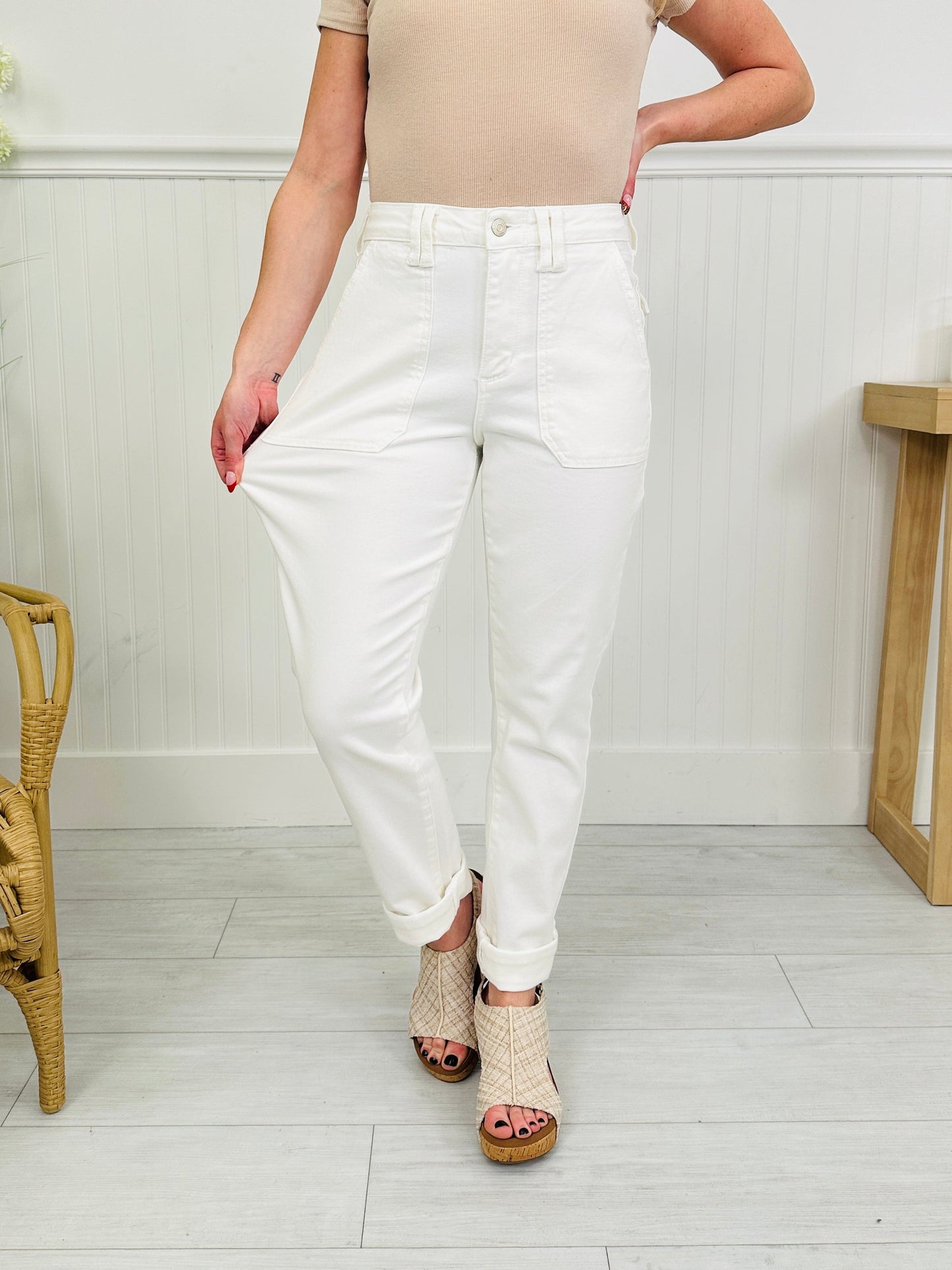 Judy Blue Out With The Old White Weekender Jeans