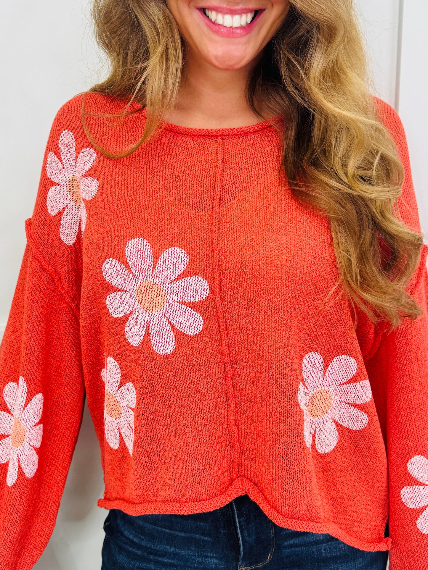 Blooming Good Vibes Top in Apple Red