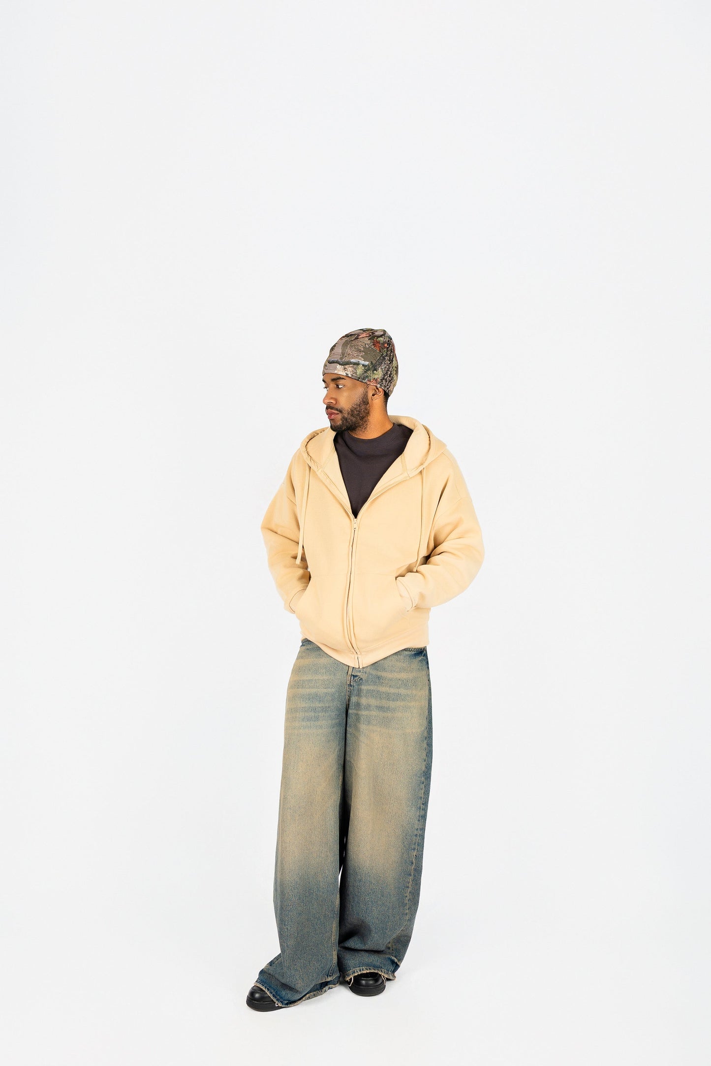 Oversize Drop Shoulder Zip Up Hoodie