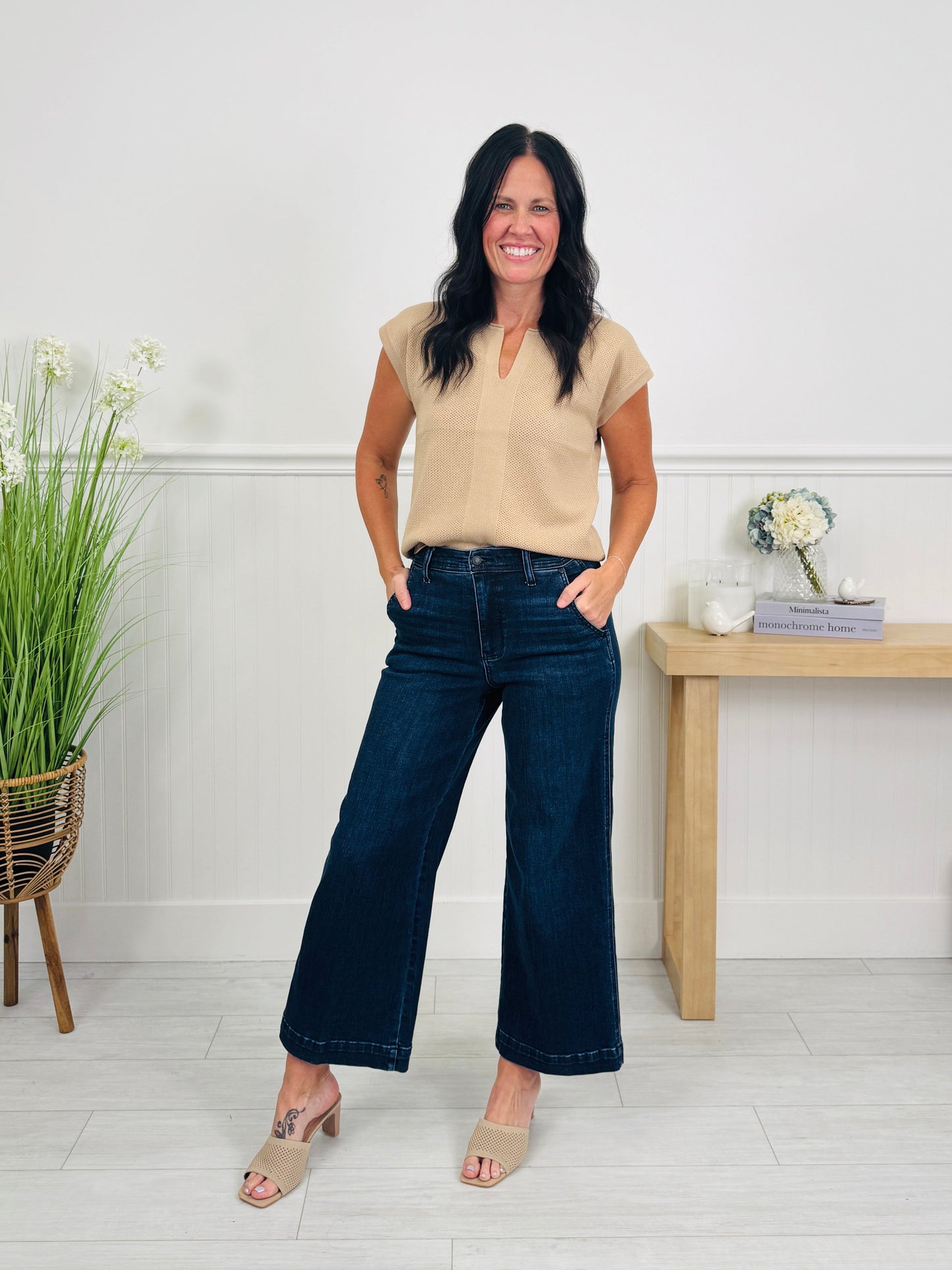 Judy Blue Timeless Touch Trouser Wide Leg Ankle Jeans