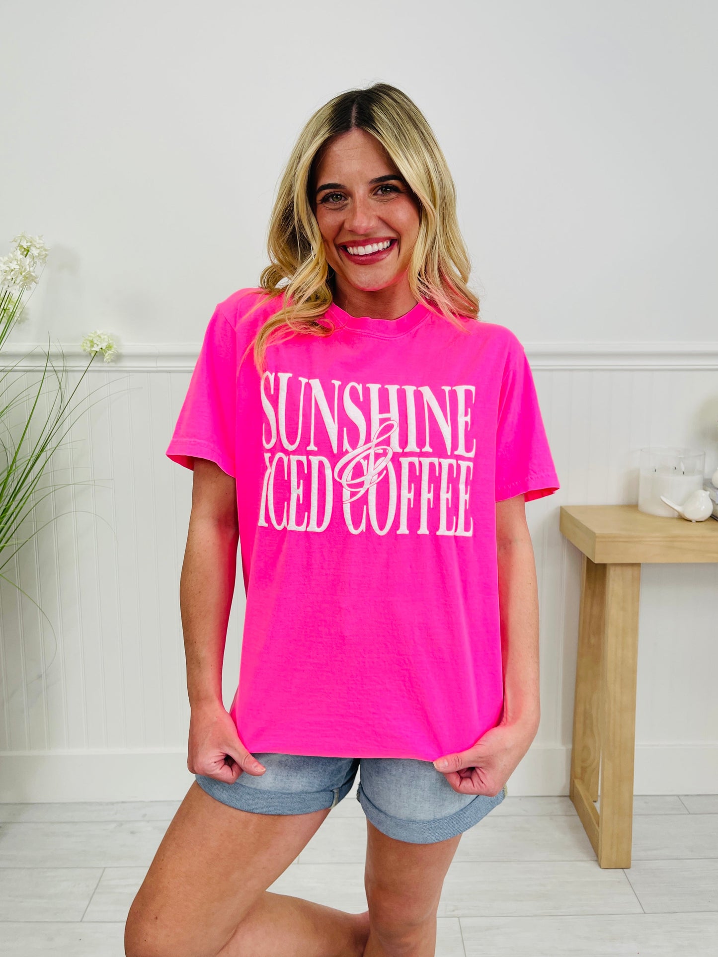 Sunshine And Iced Coffee Graphic Tee in Multiple Colors