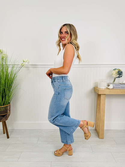 Double the Fun Wide Leg Cropped Tummy Control Jeans