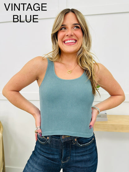 Seamless Reversible Stonewashed Ribbed Tank Top in Multiple Colors